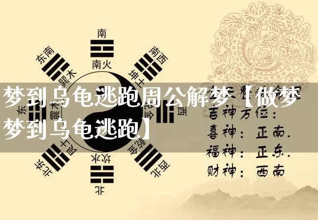 梦到乌龟逃跑周公解梦【做梦梦到乌龟逃跑】_https://www.dao-sheng-yuan.com_周公解梦_第1张