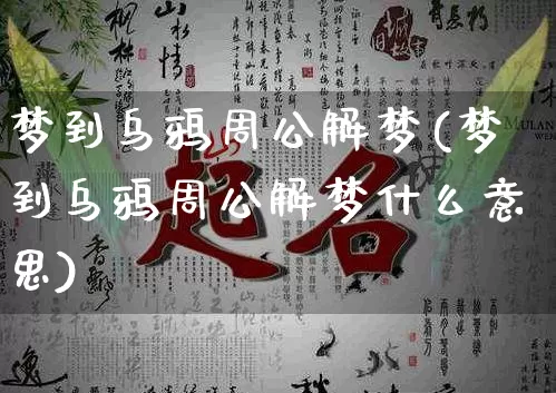 梦到乌鸦周公解梦(梦到乌鸦周公解梦什么意思)_https://www.dao-sheng-yuan.com_周公解梦_第1张