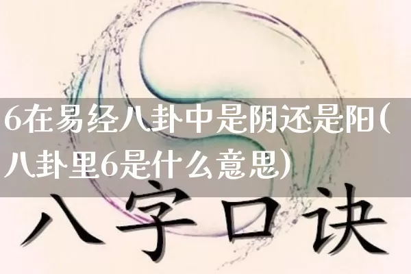 6在易经八卦中是阴还是阳(八卦里6是什么意思)_https://www.dao-sheng-yuan.com_易经_第1张