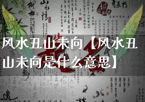 风水丑山未向【风水丑山未向是什么意思】_https://www.dao-sheng-yuan.com_风水_第1张