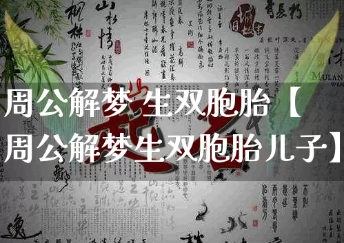 周公解梦 生双胞胎【周公解梦生双胞胎儿子】_https://www.dao-sheng-yuan.com_十二星座_第1张