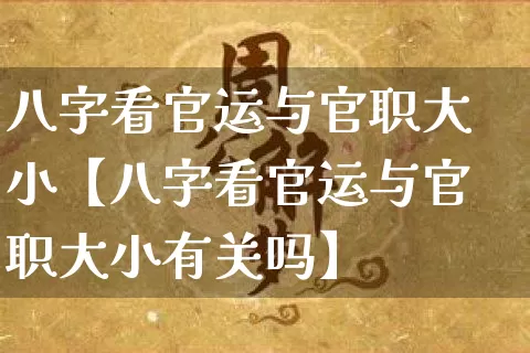 八字看官运与官职大小【八字看官运与官职大小有关吗】_https://www.dao-sheng-yuan.com_八字_第1张