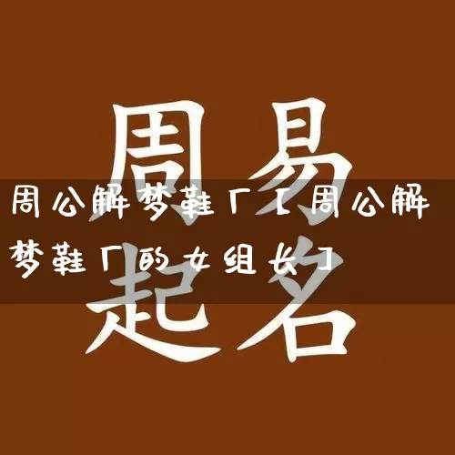 周公解梦鞋厂【周公解梦鞋厂的女组长】_https://www.dao-sheng-yuan.com_易经_第1张